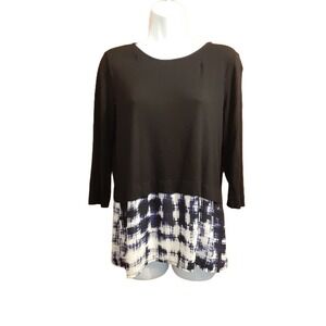 Cynthia Rowley Women's Long Sleeve Back Zip Tie Dye Bottom Top